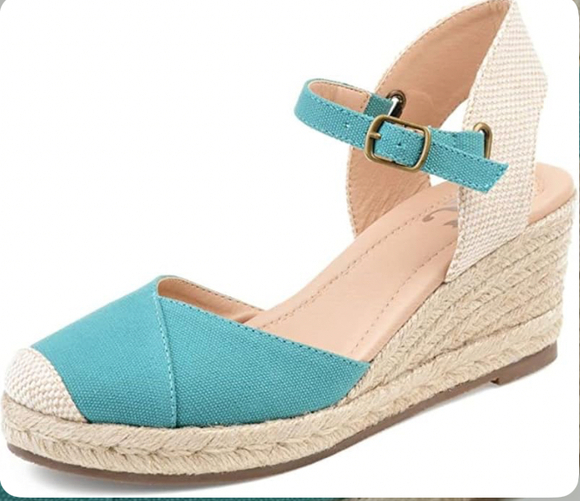 NIB Journee Collection Womens Ashlyn Linen Ankle Strap Wedge Sandals - 7.5 - Picture 2 of 6